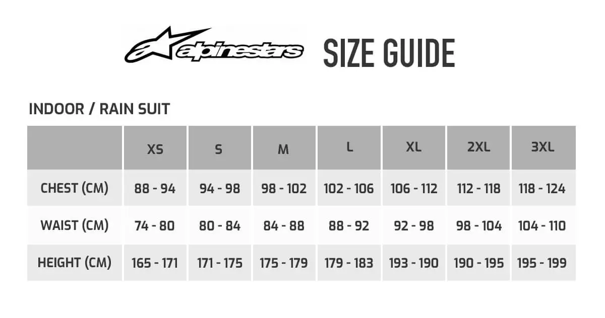 Alpinestars rain suit size