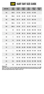 omp kart suit size