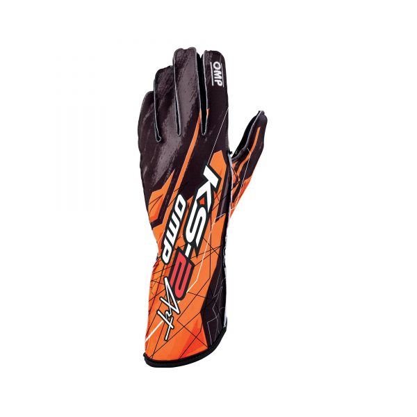 OMP KS-2 Art Gloves Black-Fluro Orange front