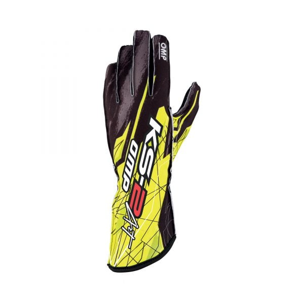 OMP KS-2 Art Gloves Black-Fluro Yellow front