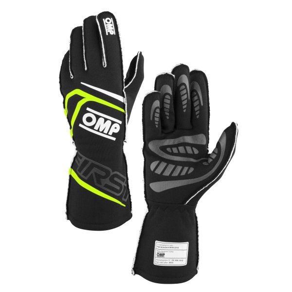 first gloves black/fluro yellow