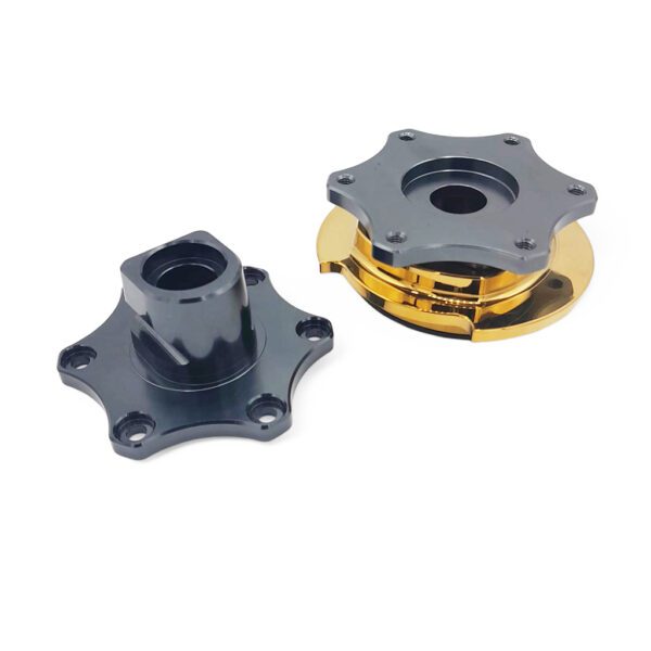 Racetech Steering Wheel Quick Release Hub - Grey/Gold - Image 3